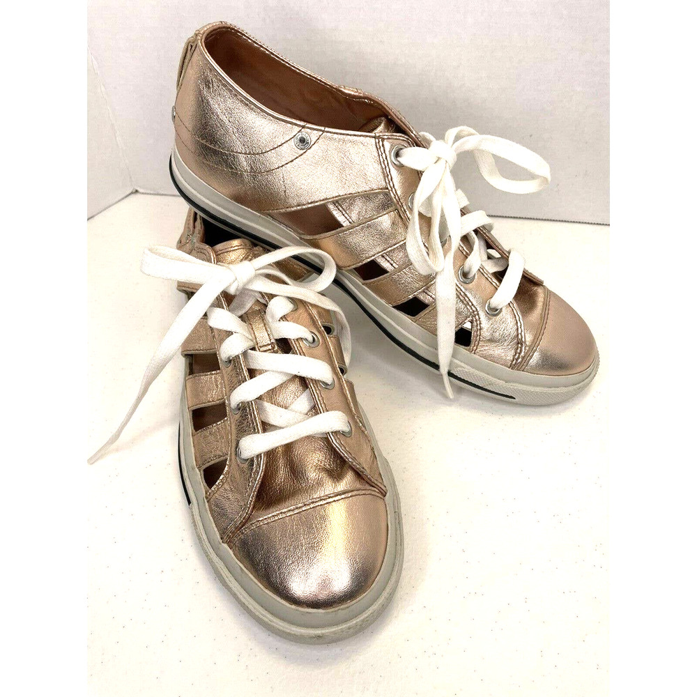 RARE Metallic Rose Gold Diesel S-Exposure Cutout Leather Sneakers NWOT Size 9.5